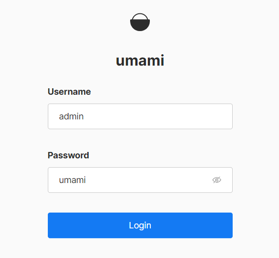 screenshot of umami's login page